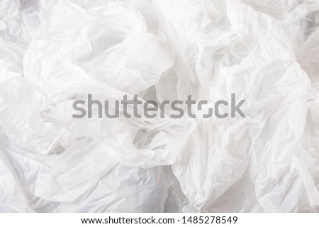 Abstract background of many grocery plastic bags from top view, environment and recycle concept