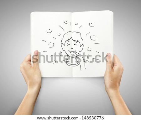 drawing emotion boy in book
