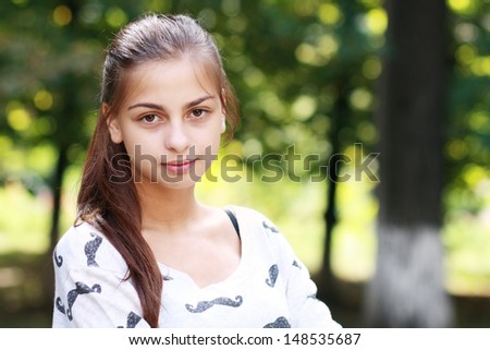 Schoolgirl Outdoor in green park