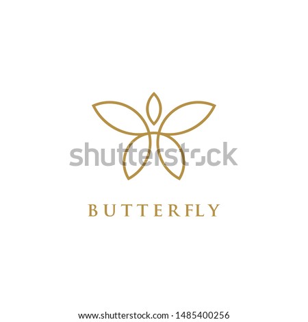 Butterfly Logo geometric design abstract vector template Linear style icon. Brackets Logotype concept icon