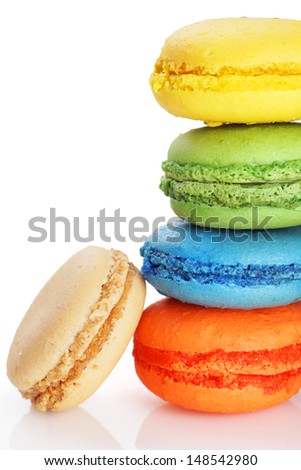 Stack of colorful and delicious macaroons