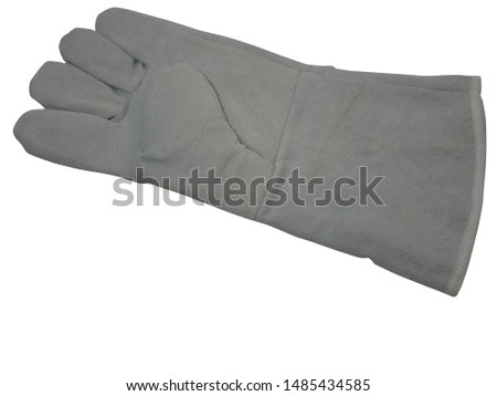 leather hot work gloves isolated on white background.