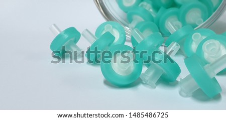 Syringe filters use in laboratory, selective focus