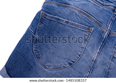 blue jeans shorts with pocket seam
