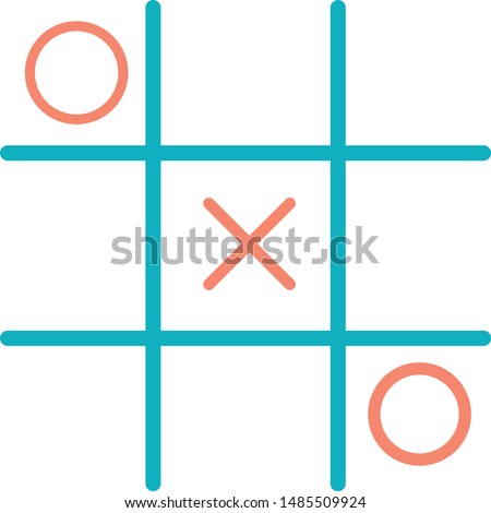 Tic tac toe game draw on paper and play  trendy icon on white background for web graphic