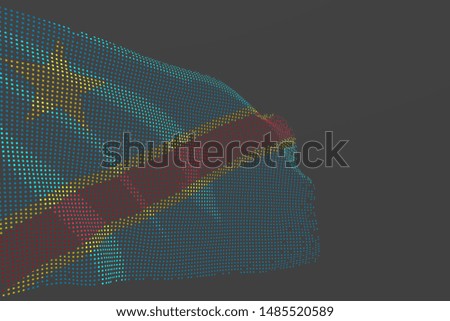 wonderful feast flag 3d illustration
 - hi-tech illustration of Democratic Republic of Congo isolated flag made of glowing dots wave on grey background