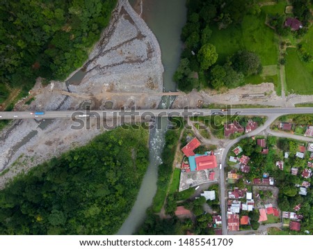 Beautiful aerial view of the Pacuare river in Costa Rica