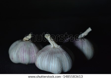 close up of Garlic with black background picture with terroir authenticity and without postproduction, for background or landing pages