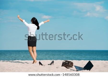 Out of office Ã¢Â?Â? vacation at sea Royalty-Free Stock Photo #148560308