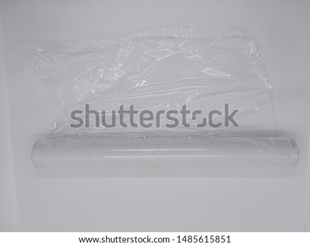 Plastic wrap for seal food  on white background 