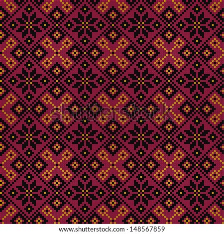 Seamless pattern with ethnic elements in black and red tones