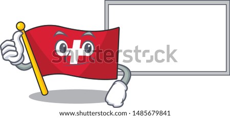 Thumbs up with board flag switzerland with the mascot shape