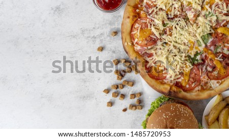 Top view fast food with copy space
