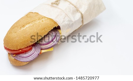 Close-up sandwich with white background