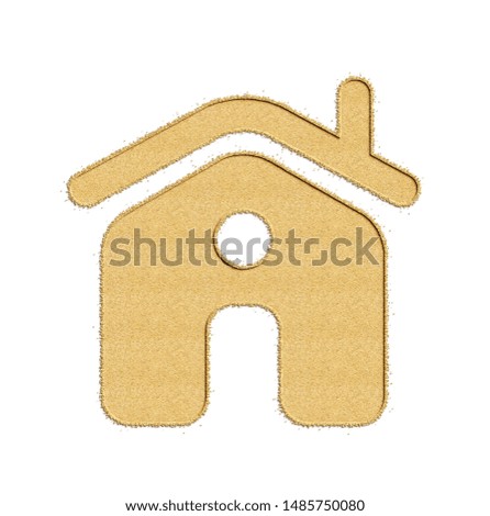 Home Icon icon engrave natural sand beach isolated background