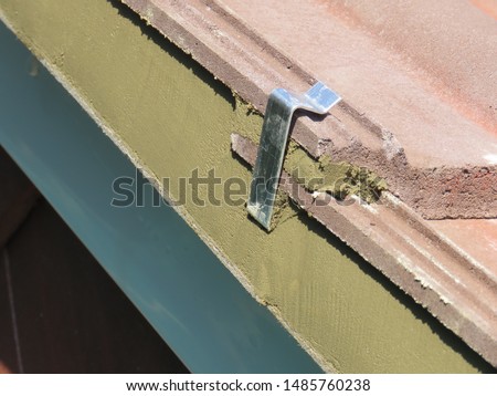 Roofing verge clips fitted to a new roof Royalty-Free Stock Photo #1485760238