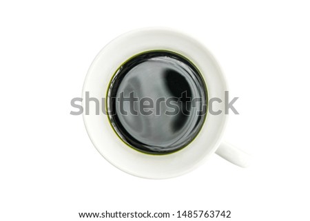 Top view of dark hot matcha green tea isolated on white background, The ingredients bubble green milk tea, Peals milk tea