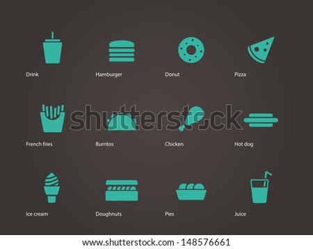 Fast food icons. Vector illustration.