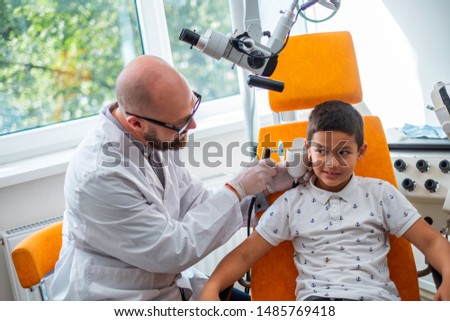 Boy at check-up at otolaryngologist