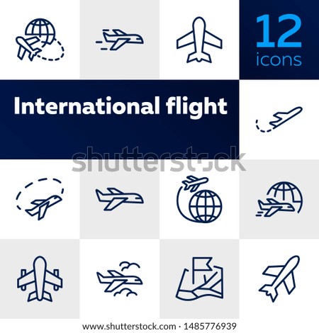 International flight icon set. Travel concept. Vector illustration can be used for topics like cruise, journey, holiday