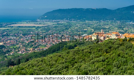 Panoramic view of Castelnuovo Magra, La Spezia, Liguria, Italy, in Lunigiana