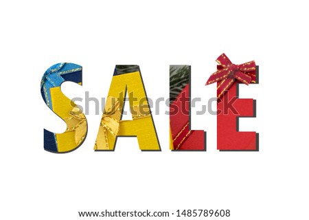 Sale word text 3d with isolated white background