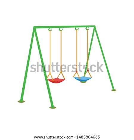 Red and Blue Swings - Cartoon Vector Image