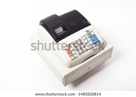a cash registerwith a white background