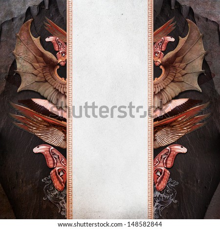Vintage background with dragon wings