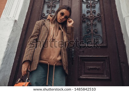 Portrait of Fashion Girl Outdoors, Wearing Stylish Jacket