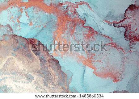 The picture is painted in alcohol ink. Abstraction will perfectly fit into a modern interior. Closeup of the painting. Colorful abstract painting background. Highly-textured oil paint.