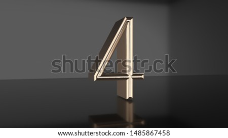 Golden number Countdown from ten to zero 3D rendering