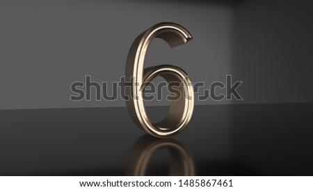 Golden number Countdown from ten to zero 3D rendering