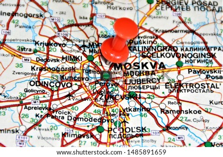 location on the map of the Moscow city in Russia
