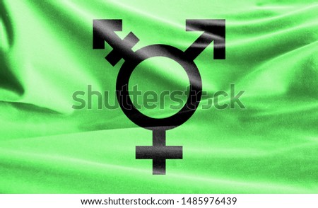 Realistic flag of Israeli Transgender on the wavy surface of fabric