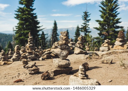 Close up of stacked stones in Sequoia National Park, California USA