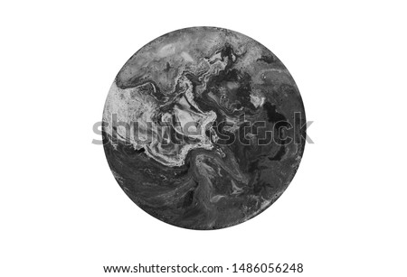 Black and white circle blots. Abstract background. Marble texture. Acrylic colors. Royalty-Free Stock Photo #1486056248