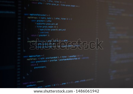 Code redactor (IDE) with open javascript project using react Royalty-Free Stock Photo #1486061942