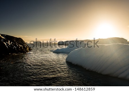 Antarctic Glacier with cavities. Beautiful winter background.