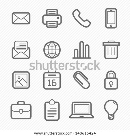office elements symbol line icon set on white background vector illustration Royalty-Free Stock Photo #148615424