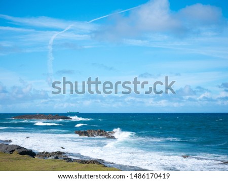 San Juan, Puerto RicoThe Atlantic Ocean and waves on a beautiful hot, sunny and windy day. San Juan, Puerto Rico