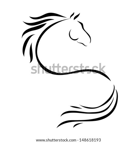 Line drawing of a horse on a white background
