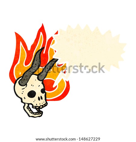 cartoon flaming devil skull