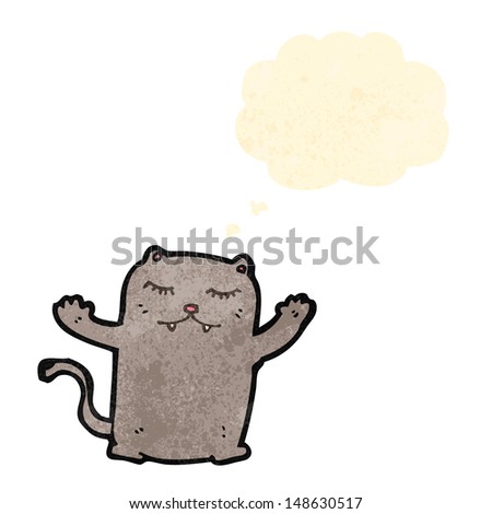 funny cartoon cat with thought bubble