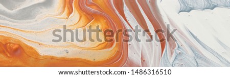 photography of abstract marbleized effect background. brown, orange, gold, gray and white creative colors. Beautiful paint. banner Royalty-Free Stock Photo #1486316510