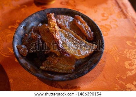 Crispy Pork Belly Traditional Bhutanese Dish Royalty-Free Stock Photo #1486390154