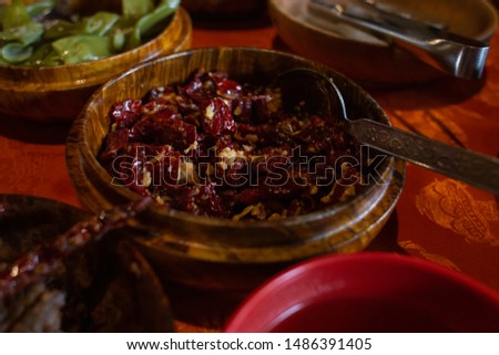 Chilli - Spicy Traditional Bhutanese Condiment Royalty-Free Stock Photo #1486391405