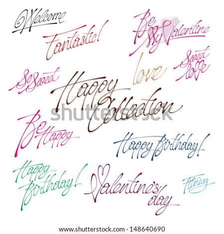 Vector calligraphic lettering for greeting cards