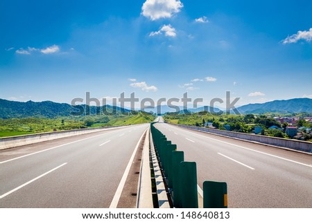 Highway, blue sky, sunny weather
