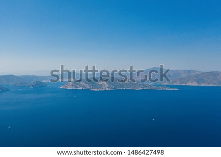 Shores, mountains and hills of Turkey aerial view. Mediterranean Sea.